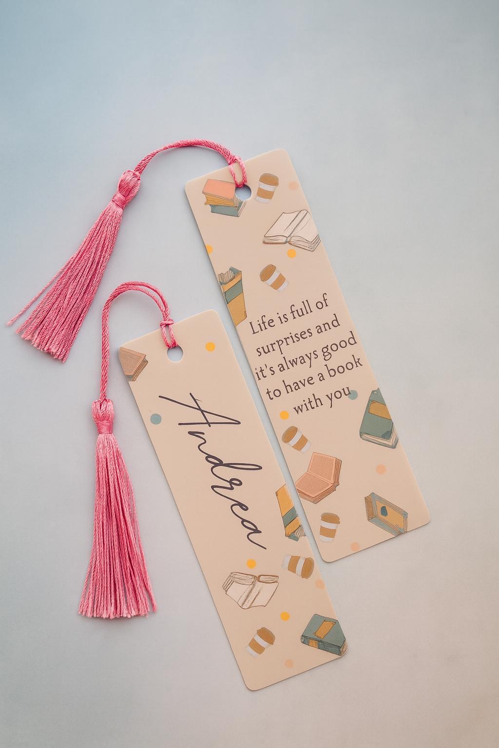 Personalized bookmarks with tassels