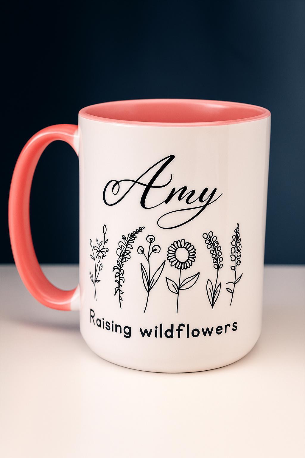 Personalized wildflower name mug