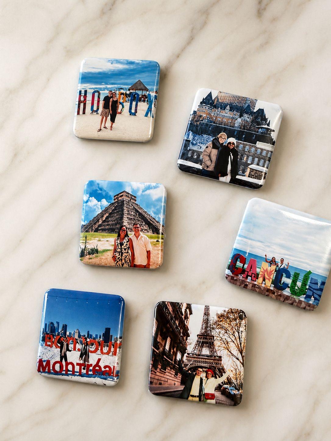 Custom photo travel magnets